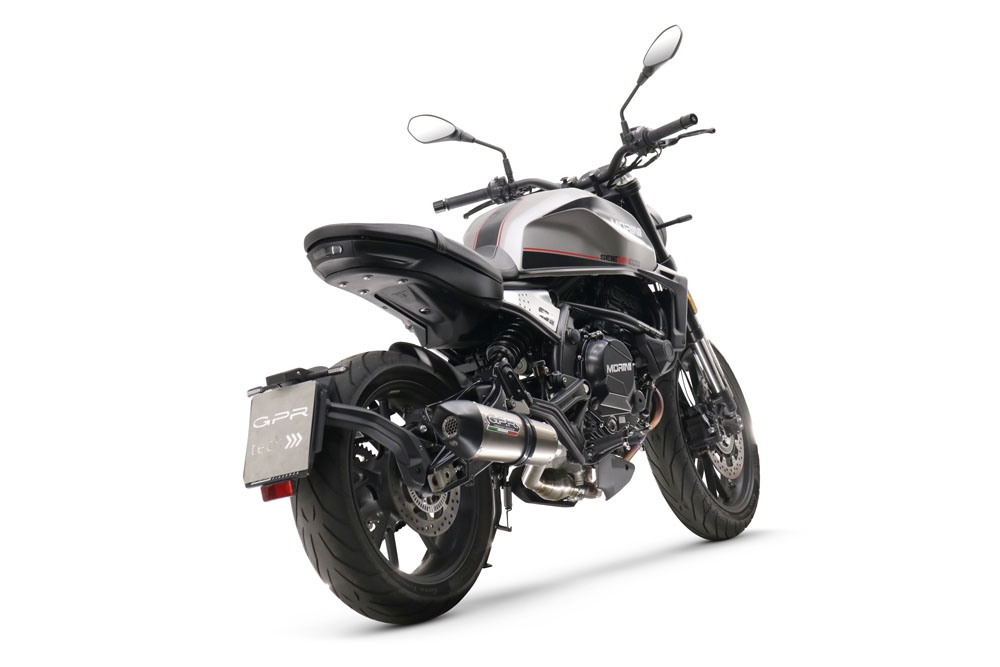 GPR pot echappement compatible avec  Moto Morini Seiemmezzo Scr 2022-2024, New Grand Prix Evo Titanium, Pot échappement homologué et légal, silencieux avec mi-collecteur, db killer amovible et catalyseur 