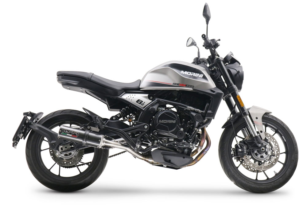 Pot echappement compatible avec Moto Morini Seiemmezzo Str 2022-2024, M3 Poppy , Pot échappement homologué et légal, silencieux avec mi-collecteur, db killer amovible et catalyseur 