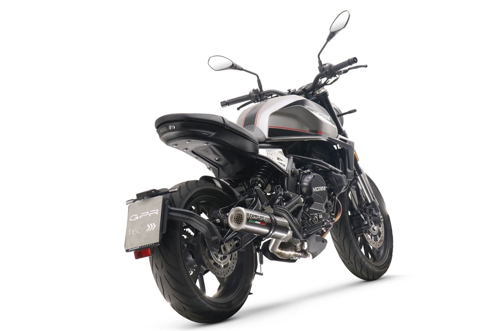 Pot echappement compatible avec Moto Morini Seiemmezzo Str 2022-2024, M3 Poppy , Pot échappement homologué et légal, silencieux avec mi-collecteur, db killer amovible et catalyseur 