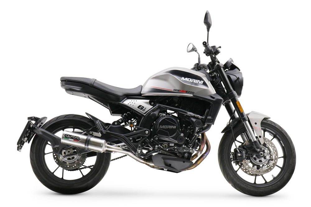 Pot echappement compatible avec Moto Morini Seiemmezzo Str 2022-2024, M3 Inox , Pot échappement homologué et légal, silencieux avec mi-collecteur, db killer amovible et catalyseur 