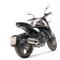 Pot echappement compatible avec Moto Morini Seiemmezzo Scr 2022-2024, Satinox , Pot échappement homologué et légal, silencieux avec mi-collecteur, db killer amovible et catalyseur 