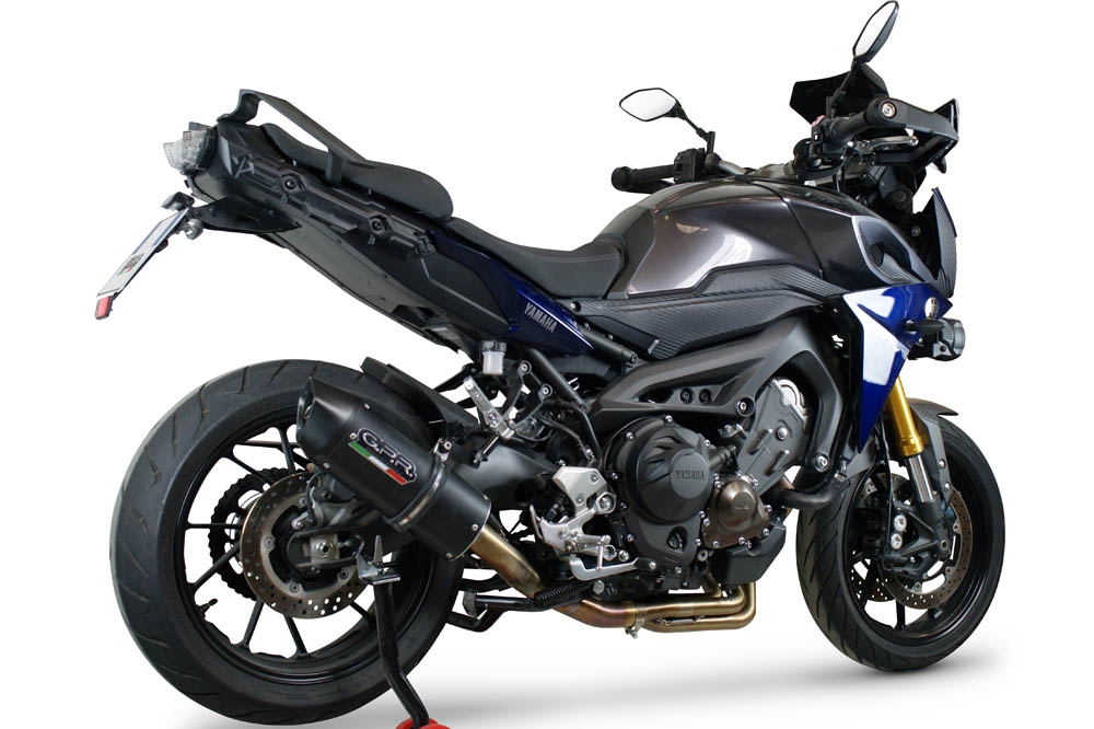 Pot echappement compatible avec Yamaha Mt-09 Tracer 900 2017-2020, Furore Evo4 Nero, Homologué et légal, système d'échappement complet avec catalyseur et db killer amovible 