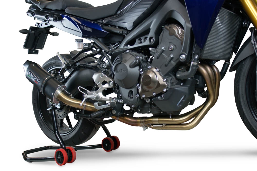 Pot echappement compatible avec Yamaha Mt-09 Tracer 900 2017-2020, Furore Evo4 Nero, Homologué et légal, système d'échappement complet avec catalyseur et db killer amovible 