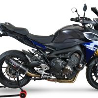 Pot echappement compatible avec Yamaha Mt-09 Tracer 900 2017-2020, Furore Evo4 Nero, Homologué et légal, système d'échappement complet avec catalyseur et db killer amovible 