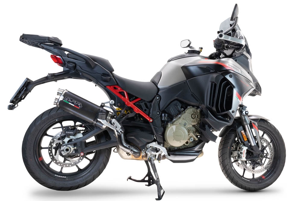 Pot echappement compatible avec Ducati Multistrada V4 - S 2022-2024, Dual Poppy, Échappement légal, homologué,silencieux avec db killer amovible et tuyau de liaison spécifique 