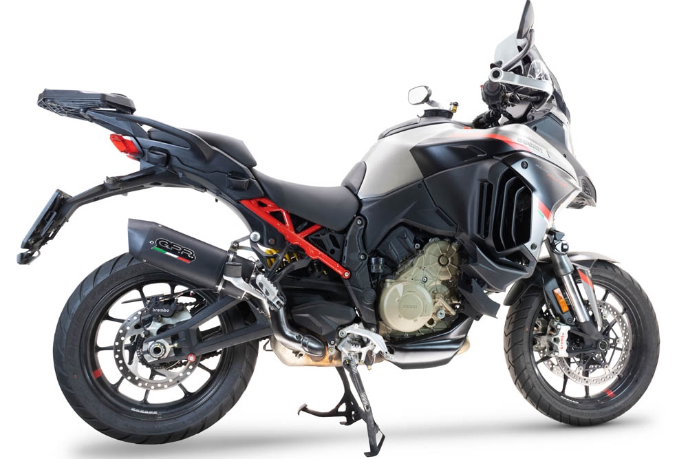 Pot echappement compatible avec Ducati Multistrada V4 Grand Tour 2024-2025, Furore Evo4 Nero, Échappement légal, homologué,silencieux avec db killer amovible et tuyau de liaison spécifique 