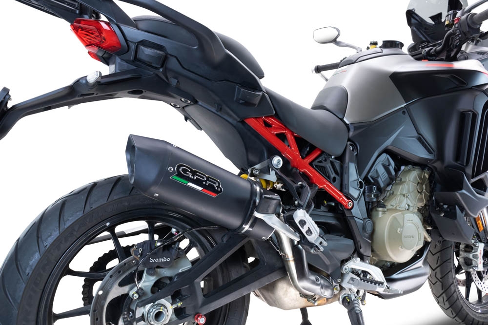 Pot echappement compatible avec Ducati Multistrada V4 Grand Tour 2024-2025, Furore Evo4 Nero, Échappement légal, homologué,silencieux avec db killer amovible et tuyau de liaison spécifique 