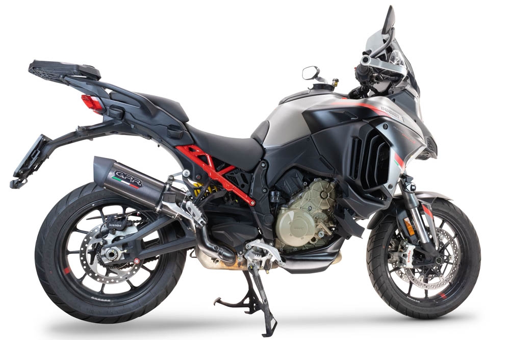 Pot echappement compatible avec Ducati Multistrada V4 - S 2022-2024, Furore Evo4 Poppy, Échappement légal, homologué,silencieux avec db killer amovible et tuyau de liaison spécifique 