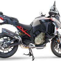 Pot echappement compatible avec Ducati Multistrada V4 - S 2022-2024, Furore Evo4 Poppy, Échappement légal, homologué,silencieux avec db killer amovible et tuyau de liaison spécifique 