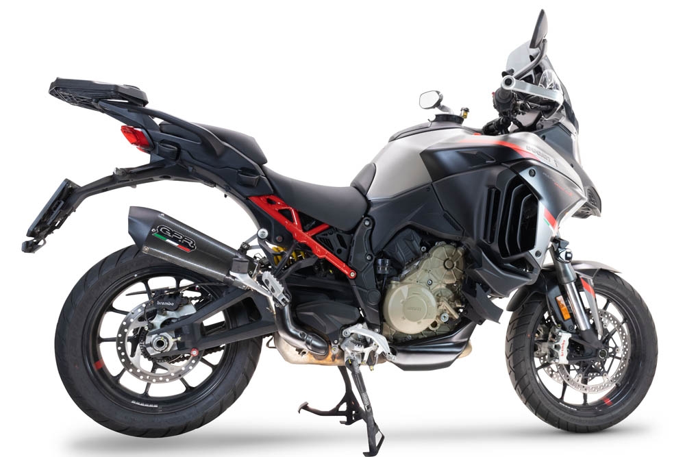 Pot echappement compatible avec Ducati Multistrada V4 Grand Tour 2024-2025, GP Evo4 Poppy, Échappement légal, homologué,silencieux avec db killer amovible et tuyau de liaison spécifique 