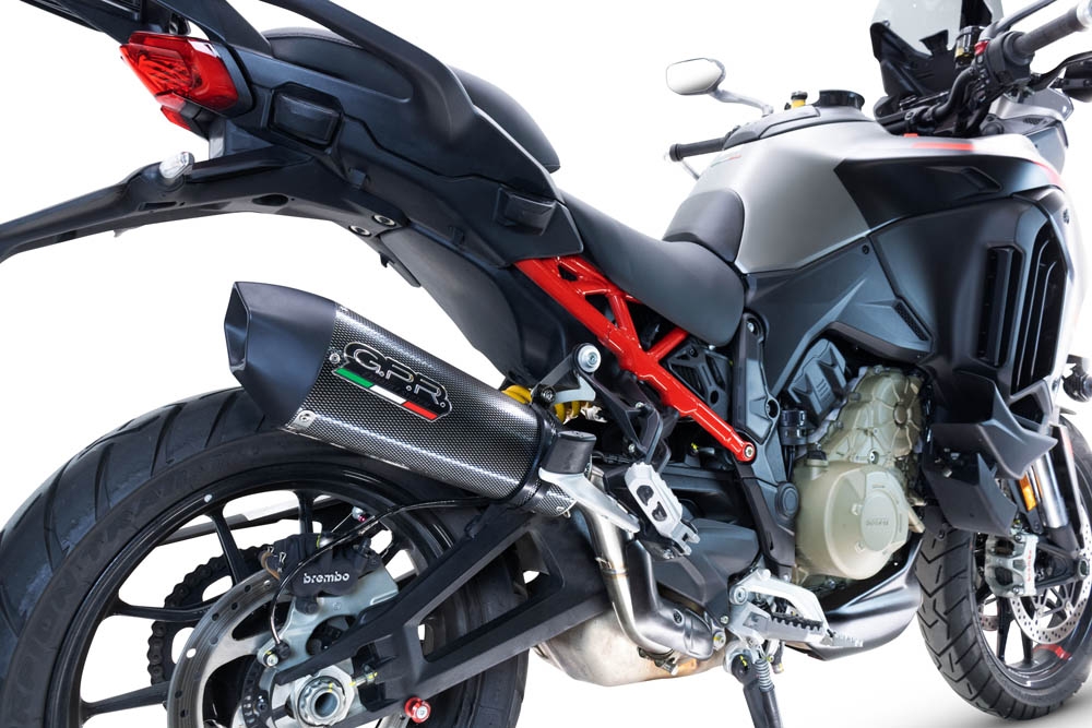 Pot echappement compatible avec Ducati Multistrada V4 Grand Tour 2024-2025, GP Evo4 Poppy, Échappement légal, homologué,silencieux avec db killer amovible et tuyau de liaison spécifique 