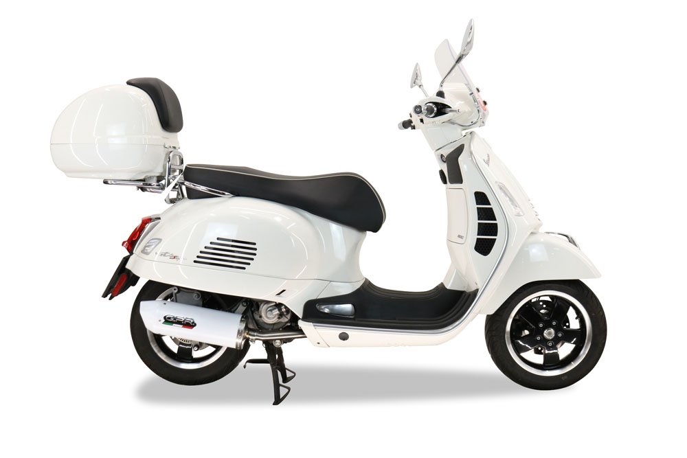 Pot echappement compatible avec Piaggio Vespa 125 Granturismo 2003-2007, Albus Ceramic, Pot d'échappement complet racing, compris de collecteur et db killer amovible, sans homologation 