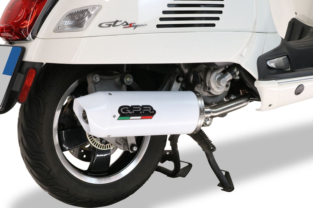 Pot echappement compatible avec Piaggio Vespa 125 Granturismo 2003-2007, Albus Ceramic, Pot d'échappement complet racing, compris de collecteur et db killer amovible, sans homologation 