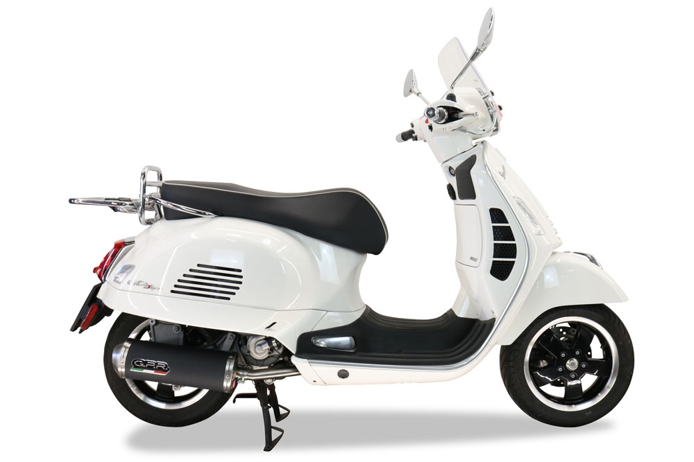 Pot echappement compatible avec Piaggio Vespa 300 Gts - Gtv - Touring - Super 2008-2016, Evo4 Road, Pot d'échappement complet racing, compris de collecteur et db killer amovible, sans homologation 