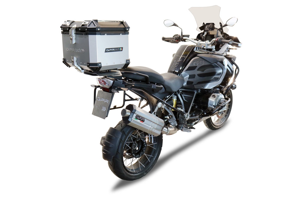 Top case en aluminium, couleur argent avec plaque spécifique incluse Top-case GPR TECH compatible avec  Bmw R 1250 Gs Adventure 2021/2024 e5