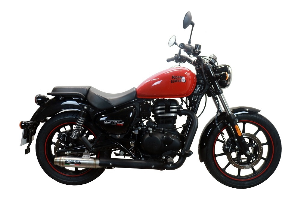 Pot echappement compatible avec Royal Enfield Meteor 350 2021-2023, Deeptone Inox, Pot Échappement slip-on homologué, légal, avec db killer amovible, tuyau de liaison et catalyseur 