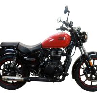 Pot echappement compatible avec Royal Enfield Meteor 350 2021-2023, Deeptone Inox, Pot Échappement slip-on homologué, légal, avec db killer amovible, tuyau de liaison et catalyseur 