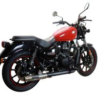 Pot echappement compatible avec Royal Enfield Meteor 350 2021-2023, Deeptone Inox, Pot Échappement slip-on homologué, légal, avec db killer amovible, tuyau de liaison et catalyseur 