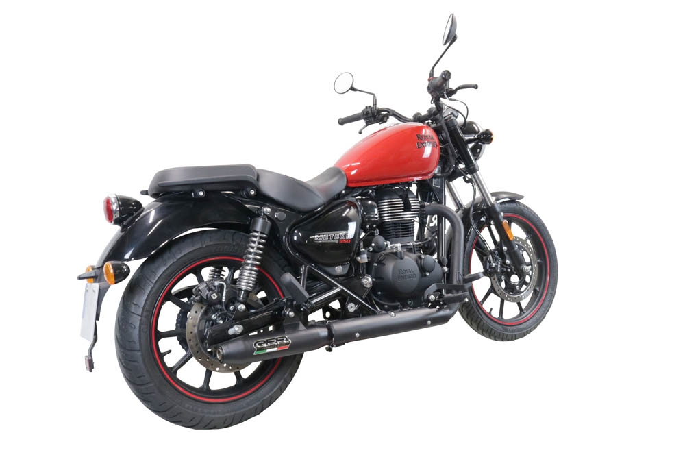 Pot echappement compatible avec Royal Enfield Classic 350 2021-2023, Deeptone Nero, Pot Échappement slip-on homologué, légal, avec db killer amovible, tuyau de liaison et catalyseur 