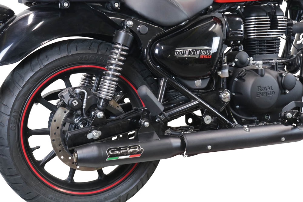Pot echappement compatible avec Royal Enfield Classic 350 2021-2023, Deeptone Nero, Pot Échappement slip-on homologué, légal, avec db killer amovible, tuyau de liaison et catalyseur 