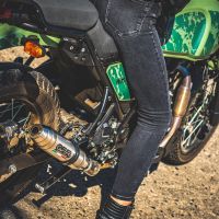 Pot echappement compatible avec Royal Enfield Himalayan 410 Diam.36mm 2017-2020, Deeptone Inox, Pot échappement racing, avec les tuyaux de liaison, article sans homologation 