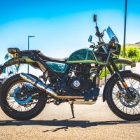 Pot echappement compatible avec Royal Enfield Himalayan 410 Diam.36mm 2017-2020, Deeptone Inox, Pot échappement racing, avec les tuyaux de liaison, article sans homologation 