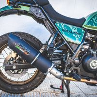 Pot echappement compatible avec Royal Enfield Himalayan 410 Diam.36mm 2017-2020, Furore Nero, Pot échappement racing, avec les tuyaux de liaison, article sans homologation 