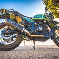 Pot echappement compatible avec Royal Enfield Himalayan 410 Diam.36mm 2017-2020, Furore Nero, Pot échappement racing, avec les tuyaux de liaison, article sans homologation 