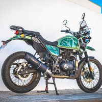 Pot echappement compatible avec Royal Enfield Himalayan 410 Diam.36mm 2017-2020, Furore Nero, Pot échappement racing, avec les tuyaux de liaison, article sans homologation 