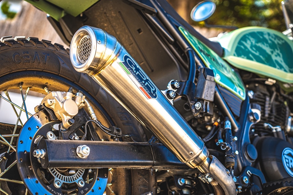 Pot echappement compatible avec Royal Enfield Himalayan 410 DIAM 42.5 2017-2020, Powercone Evo, Échappement légal, homologué,silencieux avec catalyseur, db killer amovible et tuyau de liaison spécifique 