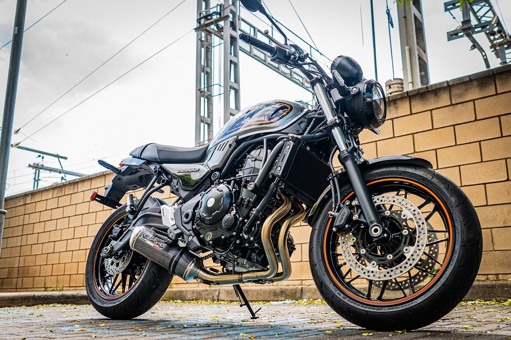 Pot echappement compatible avec Kawasaki Z 650 RS 2021-2023, Satinox Poppy , Silencieux homologué pour bruit, échappement complet avec catalyseur et db killer 