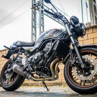 Pot echappement compatible avec Kawasaki Z 650 RS 2021-2023, Satinox Poppy , Silencieux homologué pour bruit, échappement complet avec catalyseur et db killer 