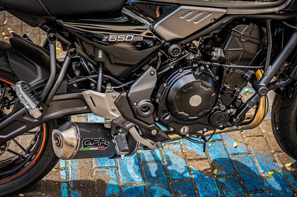 Pot echappement compatible avec Kawasaki Z 650 RS 2021-2023, Satinox Poppy , Silencieux homologué pour bruit, échappement complet avec catalyseur et db killer 
