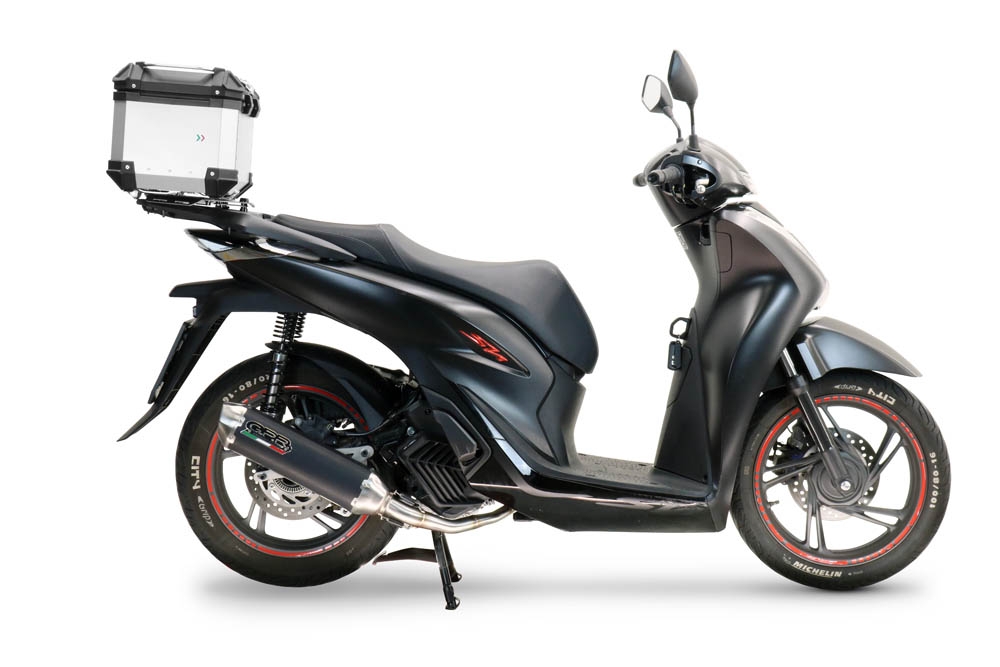 Pot echappement compatible avec Honda SH 125 2020-2023, Pentascooter, Homologué et légal, système d'échappement complet avec catalyseur et db killer amovible 