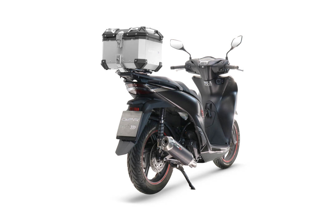 Pot echappement compatible avec Honda SH 125 2020-2023, Pentascooter, Homologué et légal, système d'échappement complet avec catalyseur et db killer amovible 
