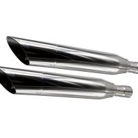 Pot echappement compatible avec Harley Davidson Sportster 883 2004-2009, Slash Inox, Paire de pot d'échappement homologuées, livrées avec db killer amovible et raccords spécifiques 