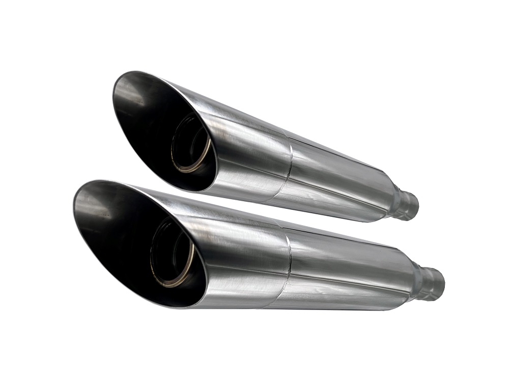 Pot echappement compatible avec Harley Davidson Sportster 883 2004-2009, Slash Inox, Paire de pot d'échappement homologuées, livrées avec db killer amovible et raccords spécifiques 