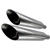 Pot echappement compatible avec Harley Davidson Sportster 883 2004-2009, Slash Inox, Paire de pot d'échappement homologuées, livrées avec db killer amovible et raccords spécifiques 