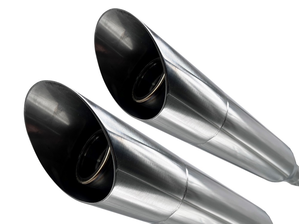 Pot echappement compatible avec Harley Davidson Sportster 883 2004-2009, Slash Inox, Paire de pot d'échappement homologuées, livrées avec db killer amovible et raccords spécifiques 