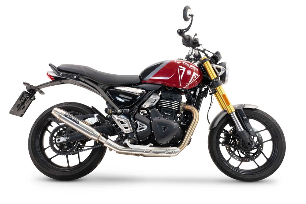 Pot echappement compatible avec Triumph Speed 400 2023-2025, Deeptone Inox, Échappement légal, homologué,silencieux avec db killer amovible et tuyau de liaison spécifique 