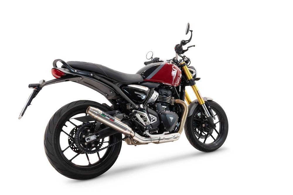Pot echappement compatible avec Triumph Speed 400 2023-2025, Deeptone Inox, Échappement légal, homologué,silencieux avec db killer amovible et tuyau de liaison spécifique 