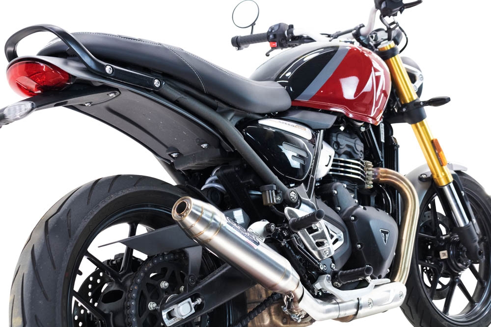 Pot echappement compatible avec Triumph Speed 400 2023-2025, Deeptone Inox, Échappement légal, homologué,silencieux avec db killer amovible et tuyau de liaison spécifique 