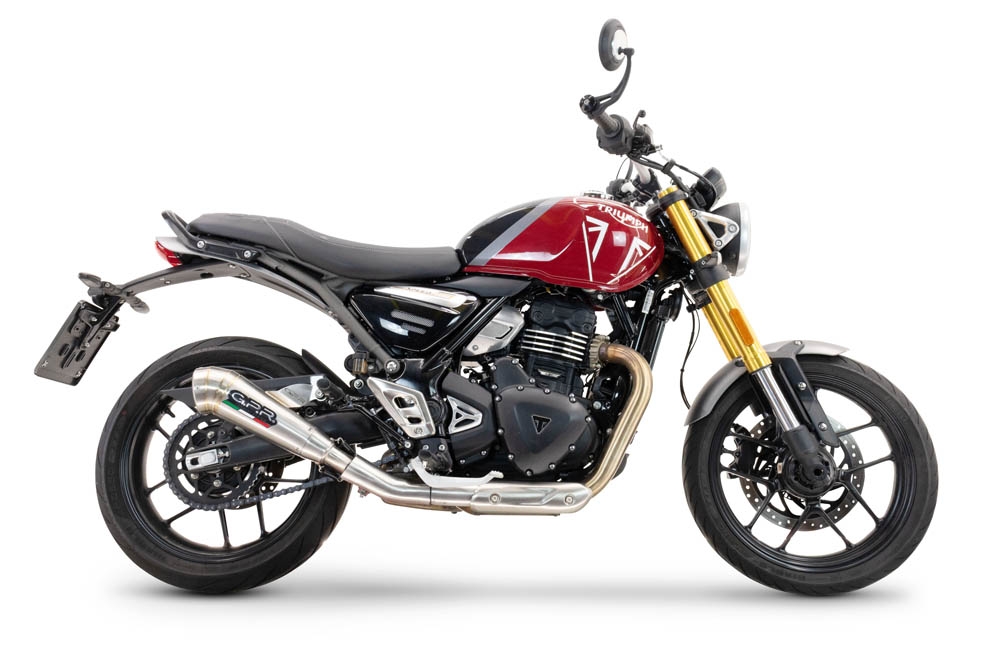 Pot echappement compatible avec Triumph Scrambler 400 X 2023-2025, Powercone Evo, Échappement légal, homologué,silencieux avec db killer amovible et tuyau de liaison spécifique 