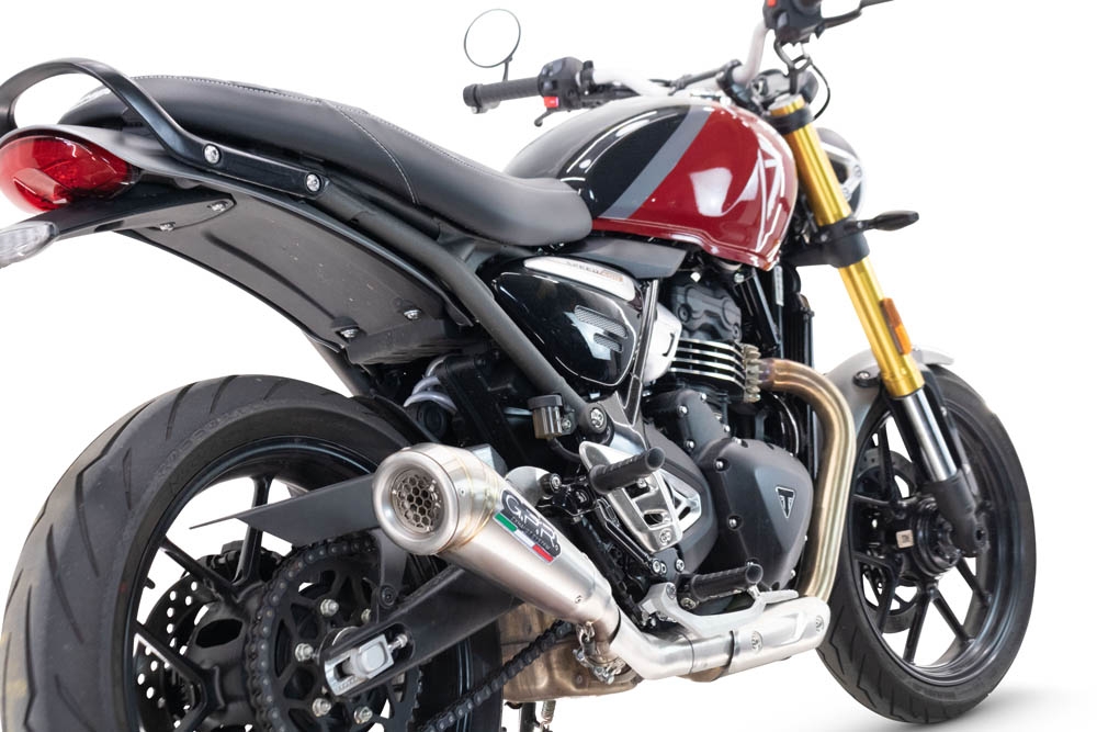 Pot echappement compatible avec Triumph Scrambler 400 X 2023-2025, Powercone Evo, Échappement légal, homologué,silencieux avec db killer amovible et tuyau de liaison spécifique 