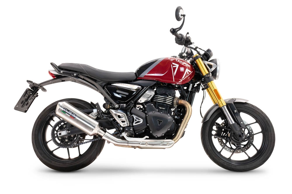 Pot echappement compatible avec Triumph Speed 400 2023-2025, Satinox , Échappement légal, homologué,silencieux avec db killer amovible et tuyau de liaison spécifique 