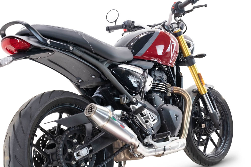 Pot echappement compatible avec Triumph Scrambler 400 X 2023-2025, Ultracone, Échappement légal, homologué,silencieux avec db killer amovible et tuyau de liaison spécifique 