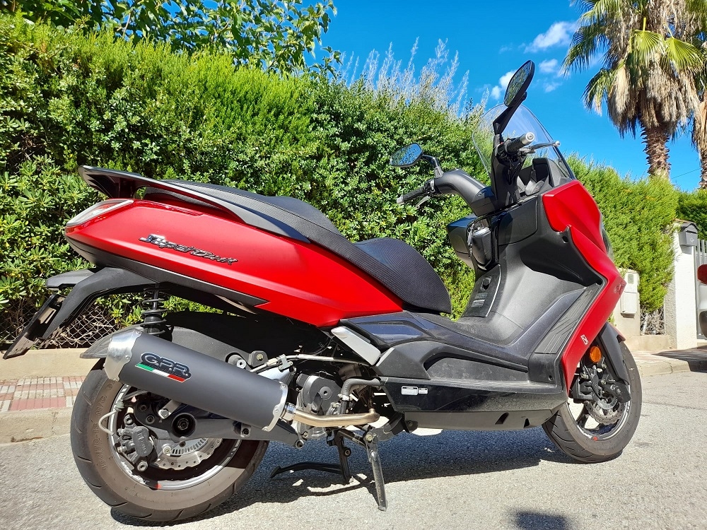 Pot echappement compatible avec Kymco Downtown 125 2021-2023, Evo4 Road, Homologué et légal, système d'échappement complet avec catalyseur et db killer amovible 
