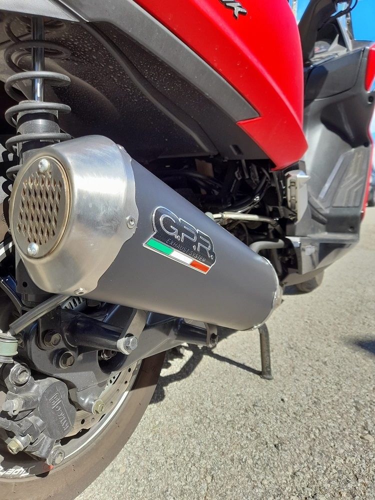 Pot echappement compatible avec Kymco Downtown 125 2021-2023, Evo4 Road, Homologué et légal, système d'échappement complet avec catalyseur et db killer amovible 