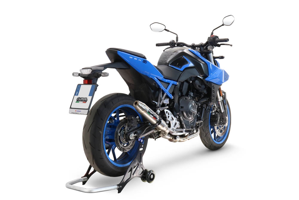 Pot echappement compatible avec Suzuki Gsx-8R 2022-2024, Deeptone Inox, Homologué et légal, système d'échappement complet avec catalyseur et db killer amovible 