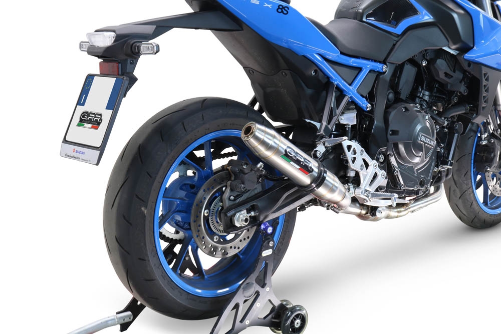 Pot echappement compatible avec Suzuki Gsx-8R 2022-2024, Deeptone Inox, Homologué et légal, système d'échappement complet avec catalyseur et db killer amovible 